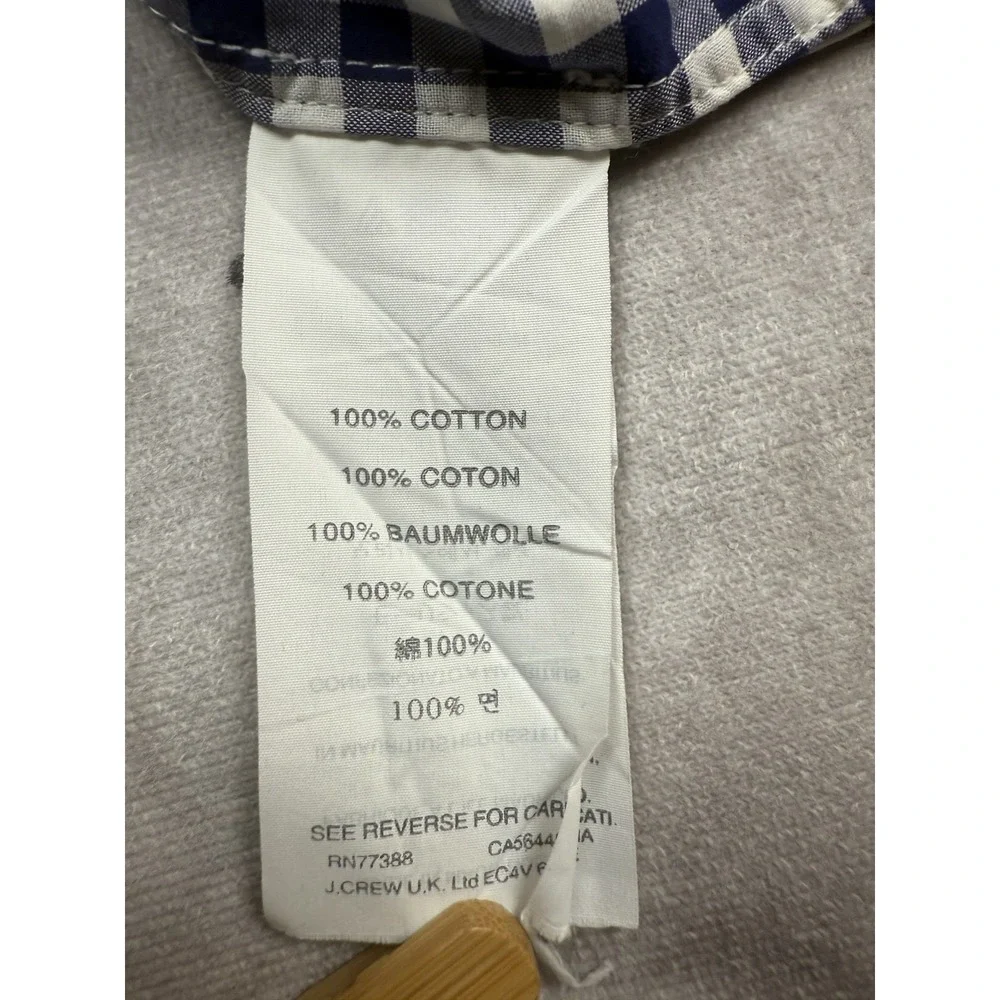 J. Crew Navy and White Gingham Button-Down Shirt